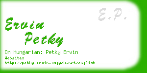 ervin petky business card